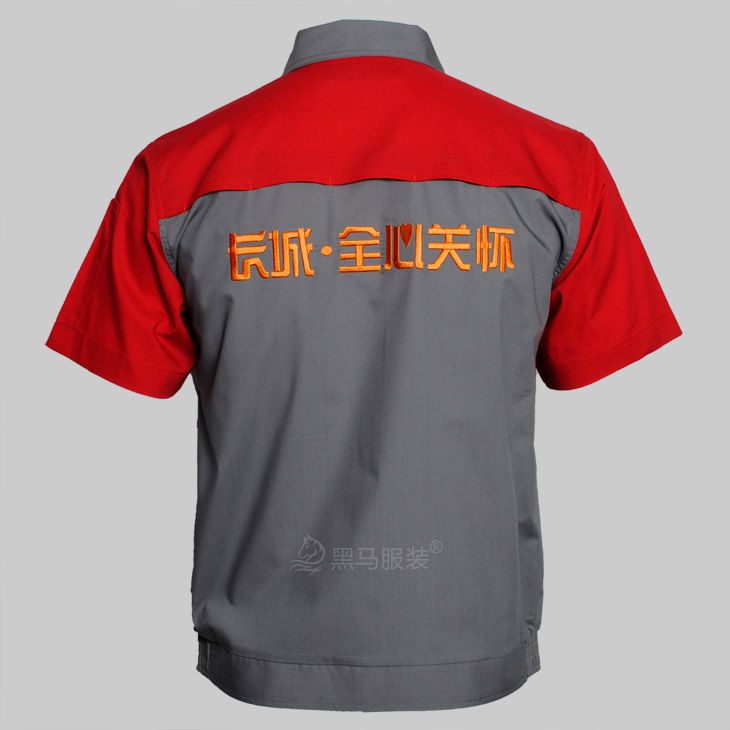 長(zhǎng)城汽車(chē)短袖工作服背面圖-全心關(guān)愛(ài)